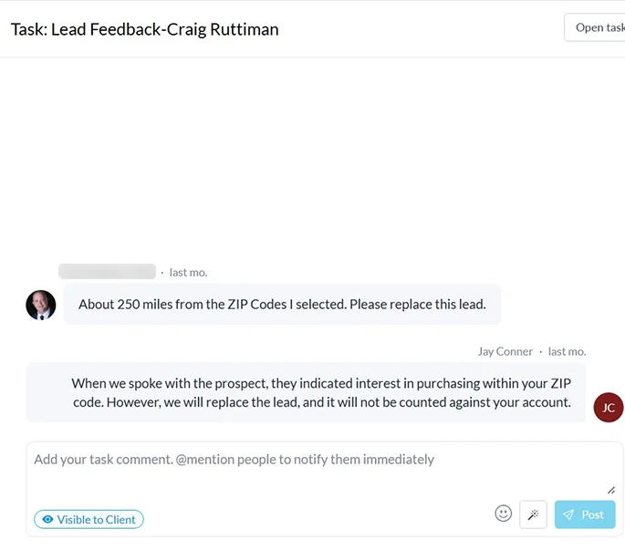 Replace Bad Leads Portal Example